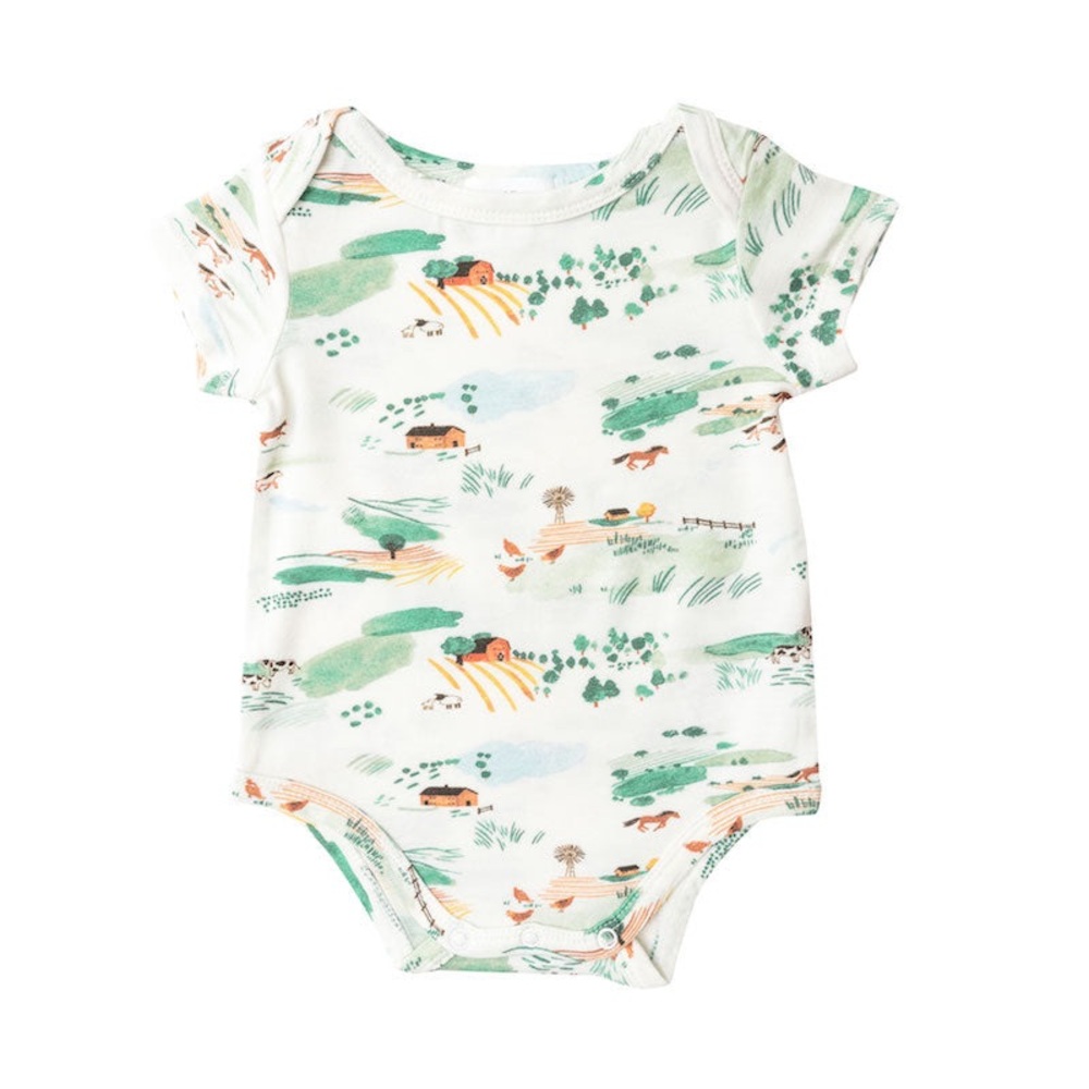 NWT Angel Dear Scenic Farm Onesie Baby Bodysuit with Nature Print
